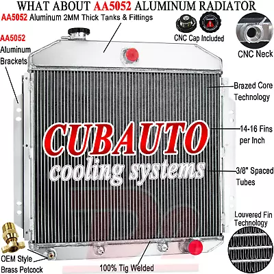 4 Row Aluminum Radiator For 1957-1960 Ford F-100 Chevy V8 Configuration CU5760CH • $199