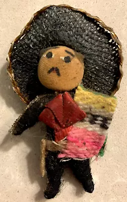 Vintage Mexican Black Hat Mini Doll 2 3/4  • $2.46