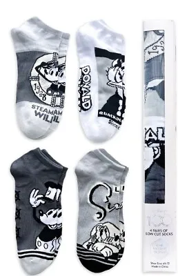 Disney 100 Mickey Mouse 4 Pairs Of Low Cut Unisex Socks - Mystery 6 1/2 - 12 • $12.95