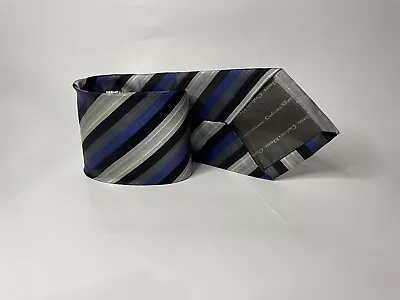 Calvin Klein Men's Silk Blend Tie ~ Blue & Gray ~ Striped ~ Slim ~ • $10
