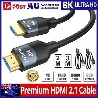 1-2Pack 8K ULTRA HIGH SPEED HDMI CABLE HDMI V2.1 CERT 48Gbps Dolby HDCP2.2 2M 3M • $16.18