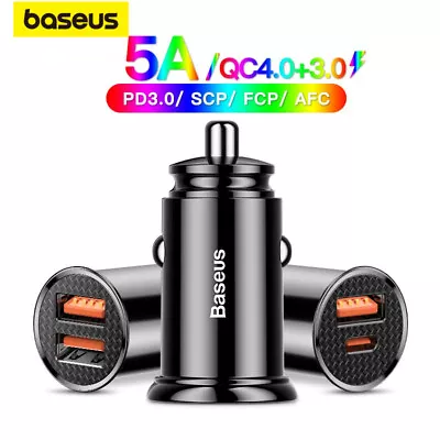 Baseus USB Type-C Car Charger QC4.0 PD Fast  Charging Adapter For Samsung IPhone • $14.10