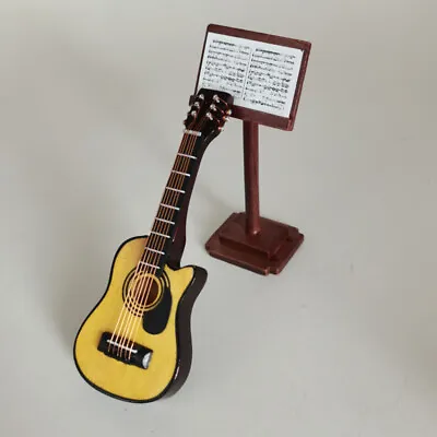 Dollhouse 1:12 Scale Miniatures Wooden Music Stand Guitar Furniture Model Toys • $11.10