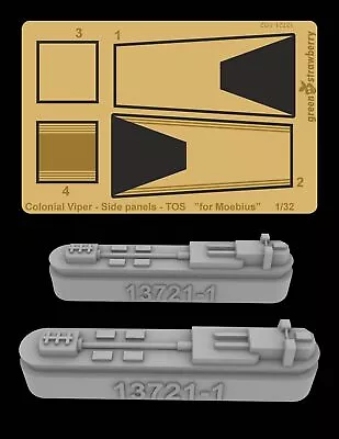 Green Strawberry 1/32 Battlestar Galactica Colonial Viper Mk.I Side Panels TOS • $27.90