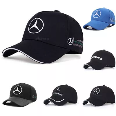 NEW Men's Cap Hat Baseball Adjustable Mercedes Benz AMG Petronas Black/White • $11.88