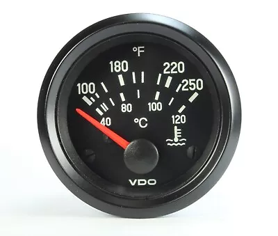 VDO  250F Electric Water Temperature Gauge  2-3/16  Dia 12VD  Illuminated • $70.25