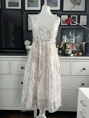 £19.20 • Buy Silk Mix Dress 8 White Pink Stunning Empire Line Wedding Event Party