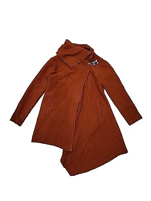 Garnet Hill Asymmetrical Boiled Wool Rust Wrap Jacket Cape Poncho Women 12  • $59.99