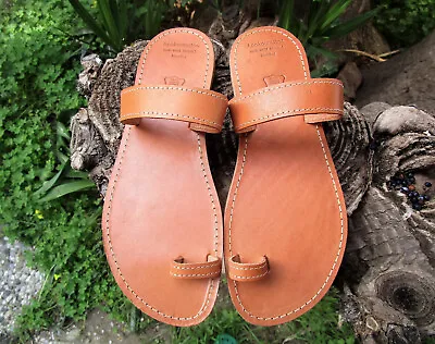 Men's Handmade Greek Leather Sandals Toe Strap Sandals • $51