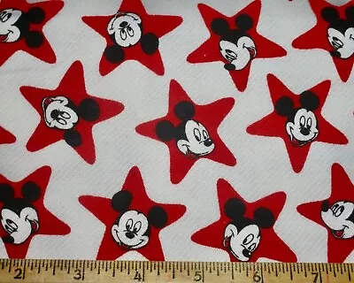 1/2 Yd VTG WHITE PETER PAN FLEECE-BACKED 60”wide Cotton Knit Mickey Mouse FABRIC • $3.99
