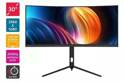 Kogan 30  Curved Ultrawide FHD 200Hz 1ms FreeSync Gaming Monitor (2560 X 1080) • $329.06