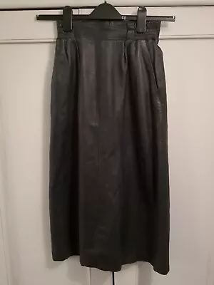 VINTAGE 80s 90s Leather Womens Ladies Black Pencil Wiggle High Waist Skirt Xs  • £5