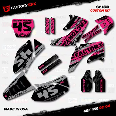 Gray & Pink Slick Racing Graphics Kit Fits Honda CRF450R 02-04 Crf 450 Crf450 • $79.99