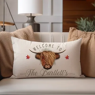 Personalised Highland Cow Cushion Cover Home Farm Decor Pillow Farmhouse LKC28 • £12.95