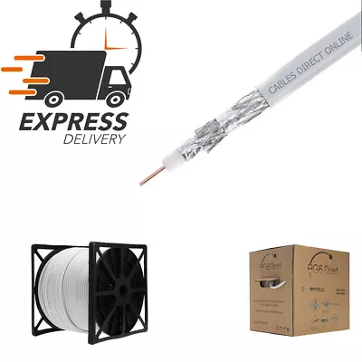 RG6 1000FT Cable Bulk Coaxial Wire Quad Shield 18AWG White Coax Satellite TV NEW • $111.25