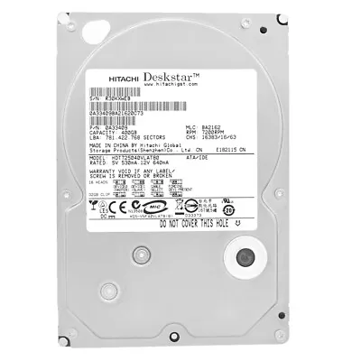 Hard Drive Hitachi 400Gb HDT725040VLAT80 8Mb Cache 7200Rpm Pata 35   Inch • £137.52