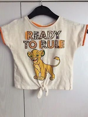 Girls Disney Lion King T-shirt Tie Waist “ready To Rule” Age 18-24 Months • £5