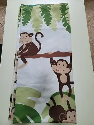 SHOWER CURTAIN-Fabric Bath In Style - Monkey Pattern Green White And Brown • $10