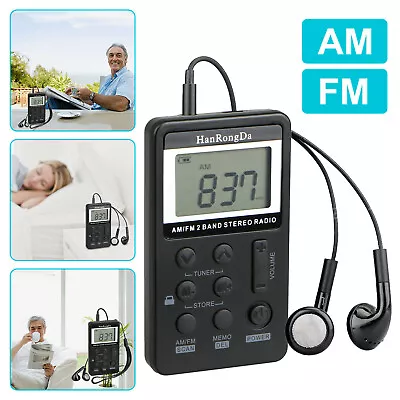 Mini Pocket FM/AM Radio Digital Rechargeable Walkman Sporting Jogging Radio Z7S1 • $12.99