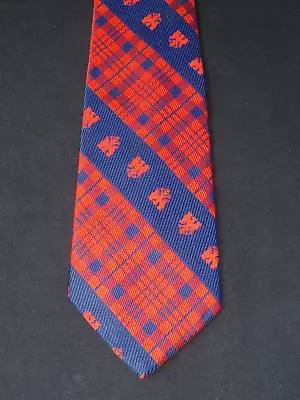 Vintage A. Sulka Red & Blue Tartan Plaid Eagle Birds THICK Tie • $29.99