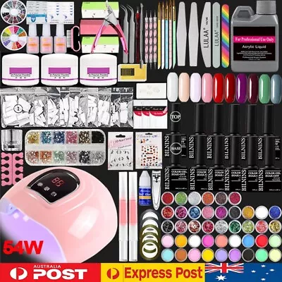 $56.99 • Buy Nail Art Kits Full Acrylic Powder Liquid /W 54W UV LED Dryer Manicure Tool Set A