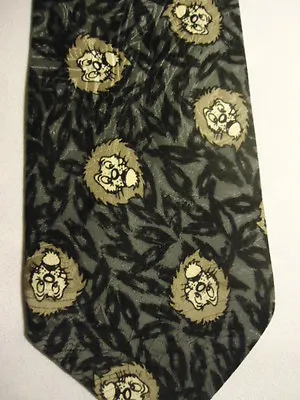 Leonardo Da Vinci Brown Gray Lion's Heads Silk Tie 61   • $9.99