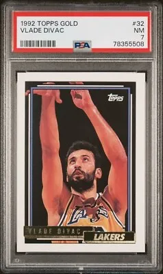 1992 93 Topps GOLD #32 VLADE DIVAC Los Angeles Lakers PSA 7 • $3