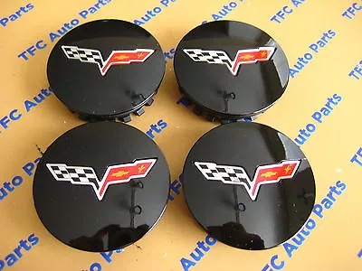 $93.90 • Buy 4 Chevy Chevrolet Corvette C6 Gloss Black Center Cap OEM New Genuine GM 08-2013