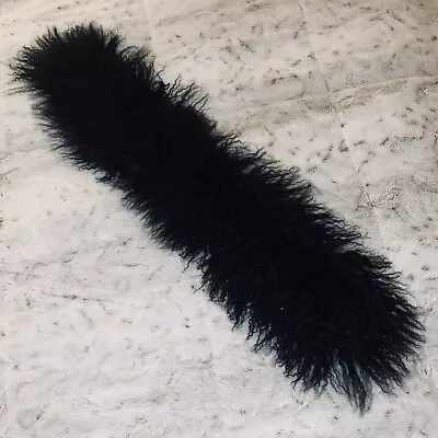 Large Genuine Mongolian Lamb Fur Collar Black • $65