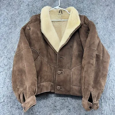 VTG Leather Jacket Mens Extra Large Brown Suede Sherpa Lined Bomber Coat 90s • $49.97