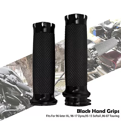 1  Black Handle Bar Hand Grips For Harley Touring Dyna Sportster Softail 95-2022 • $12.34