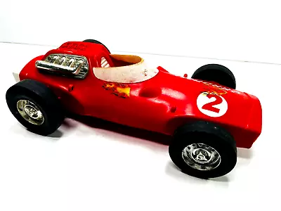 Vtg 1963 MATTEL V-RROOM Race Car Guide Whip Racer 14 Inches Red #2 Car • $34.99