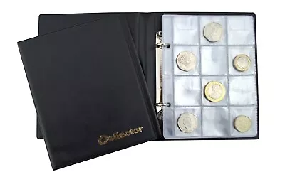 Coin Album 120 Medium Size Coins  50p 50 Pence £1 £2 Olympic Folder Book - BLACK • £10.99