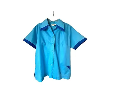 King Louie Vintage Women's Embroidered Turquoise & Blue Bowling Shirt Size 32 • $42.75