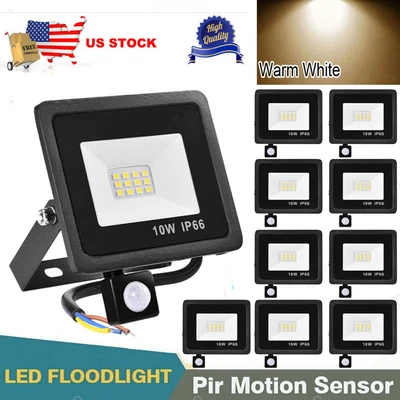 $50.99 • Buy 10x 10W LED Flood Light Floodlight PIR Motion Sensor Outdoor Yard Lamp Spotlight