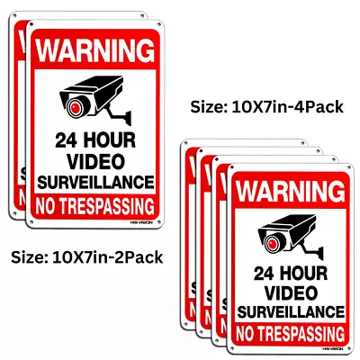 4-Pack/2-Pack No Trespassing Sign Warning Signs 24 Hour Video Surveillance • $12.10