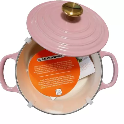 LE CREUSET Signature Cocotte Ronde 18cm 7in 2qt French Rose Gold Knob NIB • £225.20