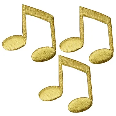 Double Note Applique Patch - Metallic Gold Sheet Music 1.5  (3-Pack Iron On) • $3.99