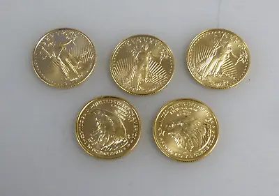 Lot Of 5 Gold 2024 Gold 1/10 Oz American Eagle $5 US Eagle Mint BU Coins • $1291.04