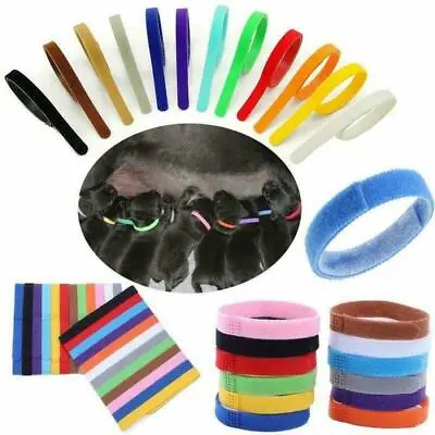 £4.99 • Buy 12 Colors Nylon Puppy Litter Identification Snap Collars ID Identification Bands