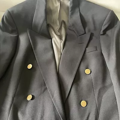 Christian Dior Monsieur Double Breasted Blazer Mens 40L Black Gold Crest Buttons • $79.50