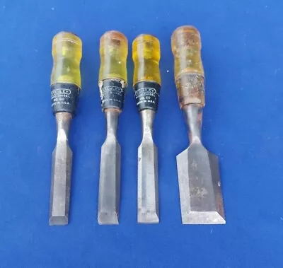 Set Of 4 VINTAGE STANLEY No. 60 WOOD CHISEL 5/8  (2) 3/4  1-1/2  • $21.95