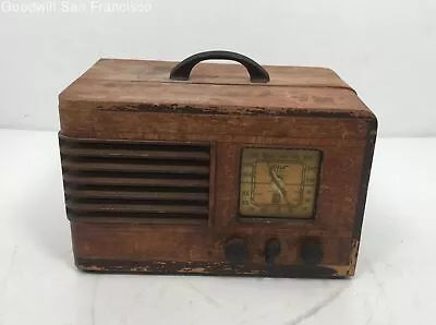 Vintage Pilot T-1252 1938 Corded Wooden Tube Table Radio Brown • $29.99