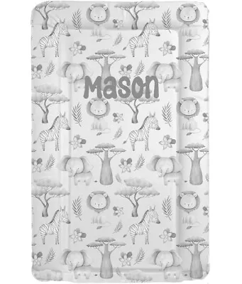 Jungle Safari Baby Changing Table Mat - Grey Nursery - Can Be Name Personalised • £16.95