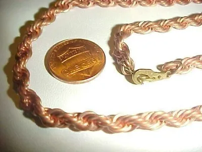 VINTAGE COPPER COATED THICK 5mm. FRENCH ROPE FANCY 20  CHAIN NECKLACE  E5  • $2.24