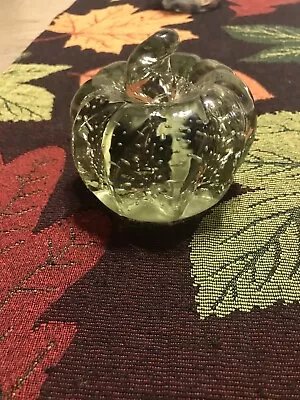 Handblown Artglass Pumpkin Uniform Bubble Paperweight By Robert Grablow Vintage • $45