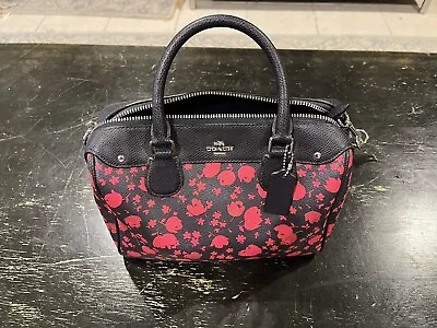 COACH Floral Flower Mini Bennet Satchel Coated Cavas F55466 Handbag Pink Navy • $40