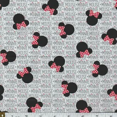 $9.95 • Buy Disney Minnie Mouse Heads With Bows 100% Cotton Fabric By The Yard