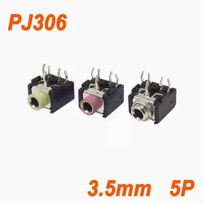 PJ306 Headphone Socket 3.5MM Audio And Video Socket Stereo Dual Channel 5P PCB • £2.28