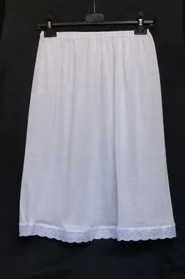 White Cotton Rich Petticoat Underskirt Uk Size 8-12 Half Slip 27   Waist Slip • £7.99